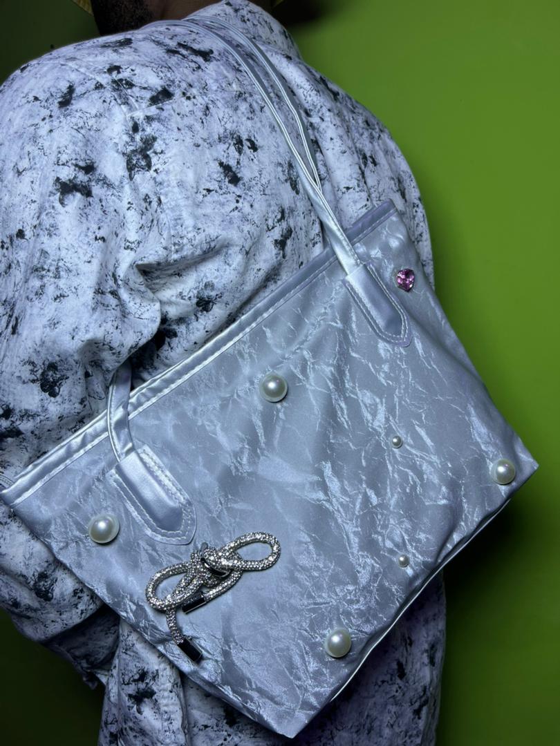 Pearl Accent Shoulder Tote Bag