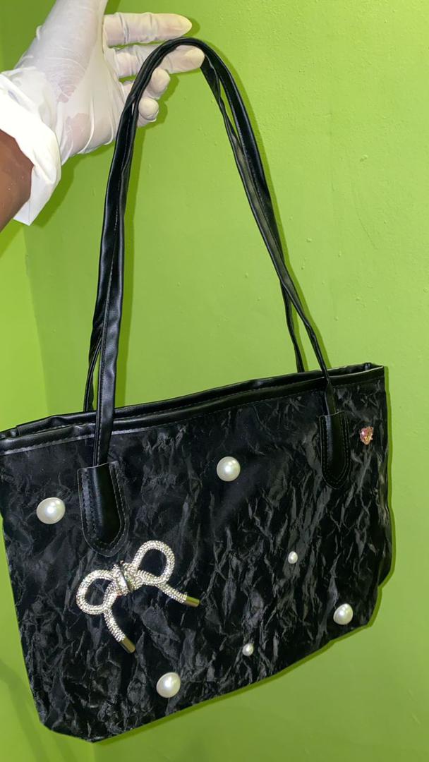 Pearl Accent Shoulder Tote Bag